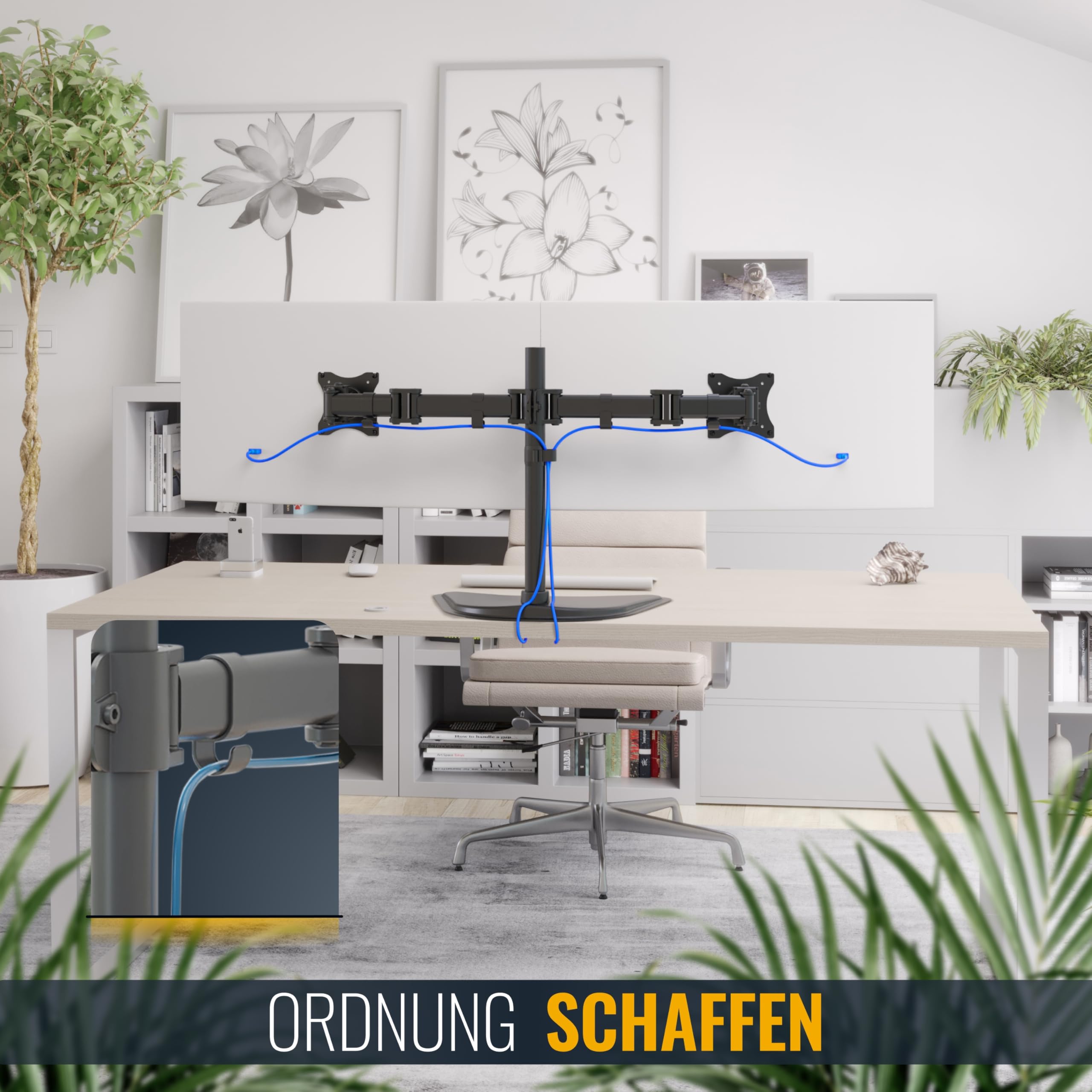 Ricoo Monitor Halterung 2 Monitore Bildschirmhalterung Arme Dual Monitor Arm für 13-27 Zoll Bildschirm Arm Halter TS5311 Tischhalterung VESA 75x75 100x100 Monitorhalter – Bild 7