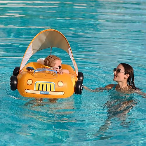 Flotador de piscina para bebé con toldo ajustable UPF50+ Flotador de natación para bebés para bebés