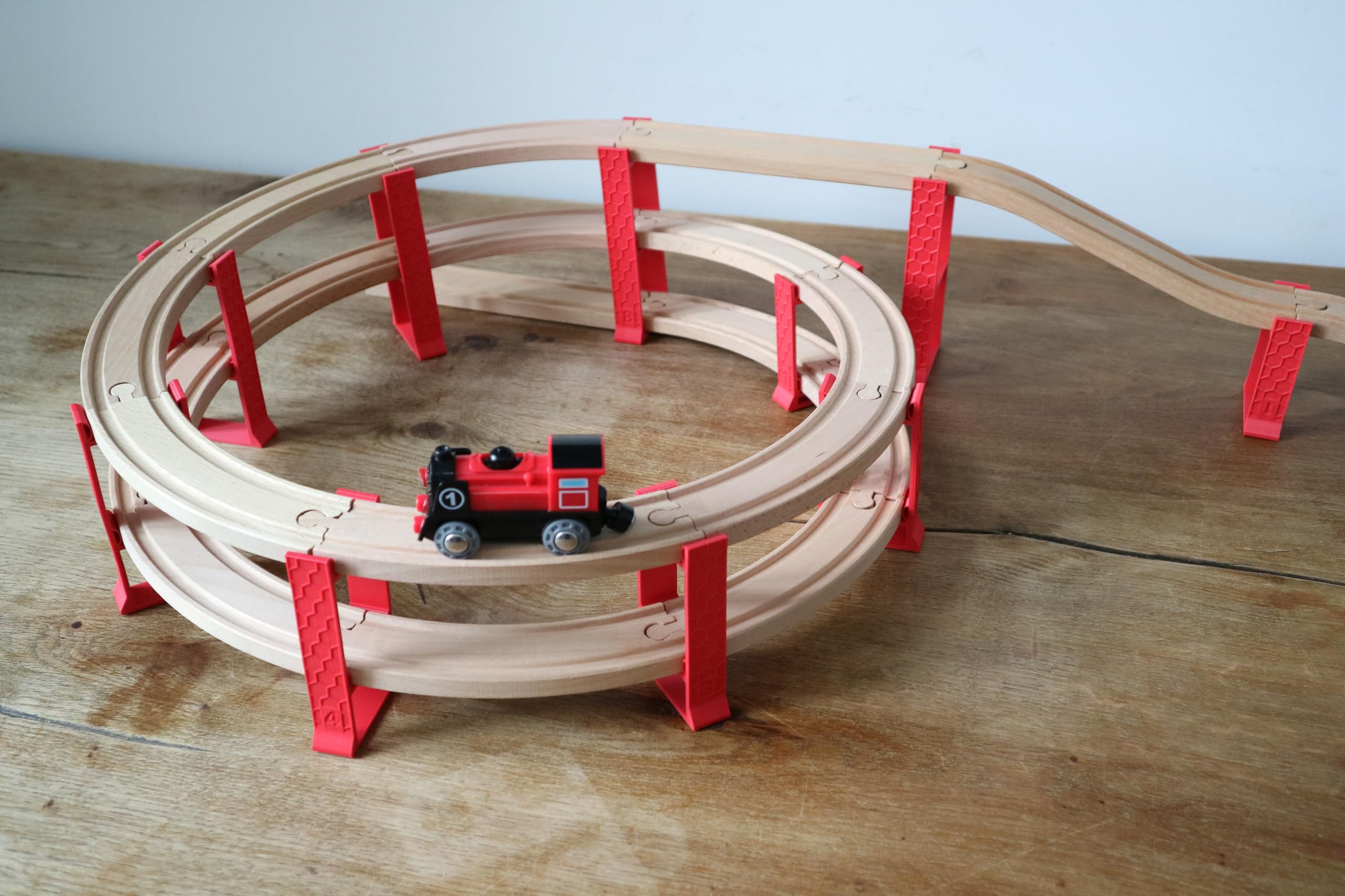 missing piece - Pont en spirale à 3 niveaux pour les chemins de fer en bois