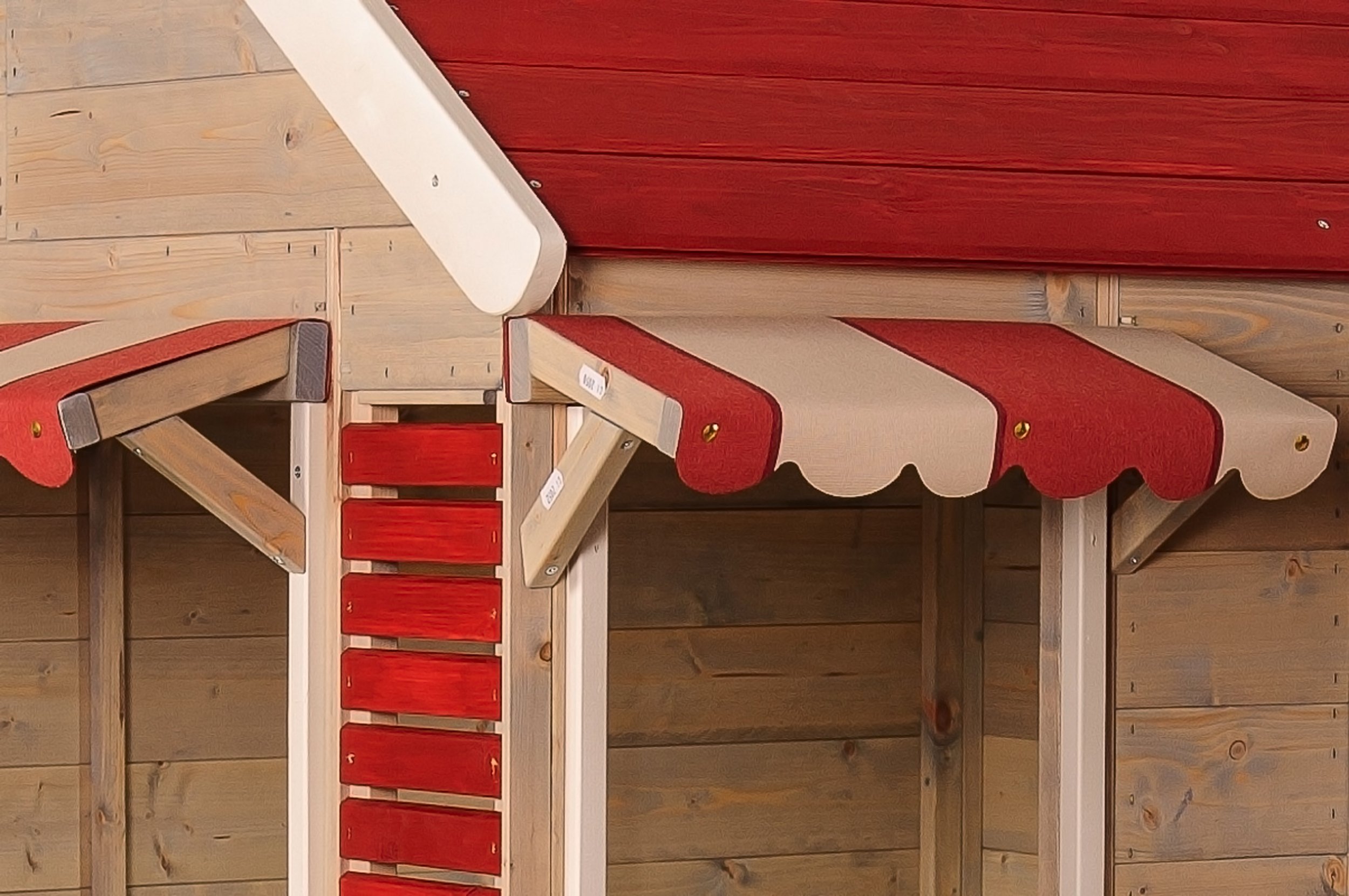 casetta in legno per bambini 120×120×155 cm, con porta, persiane, tettoia e pavimento, casetta da giardino in legno FSC resistente alle intemperie, rossa - M16R