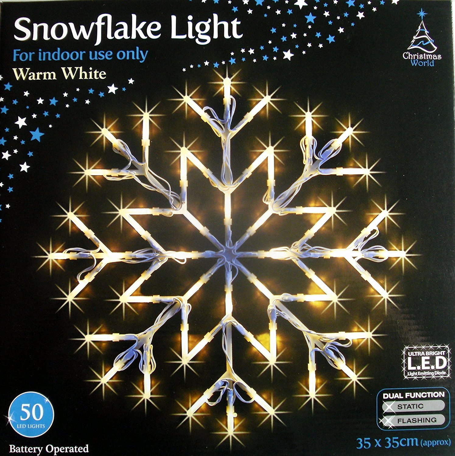 WARM WHITE SNOWFLAKE WINDOW LIGHT CHRISTMAS XMAS LED LIGHT