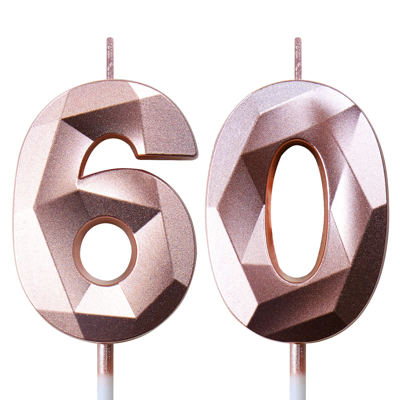 Chianese Candelina Compleanno Numero 2 Rosa Gold Glitterata 8 Cm - Candela Per Torta Di Compleanno, Anniversari E Feste