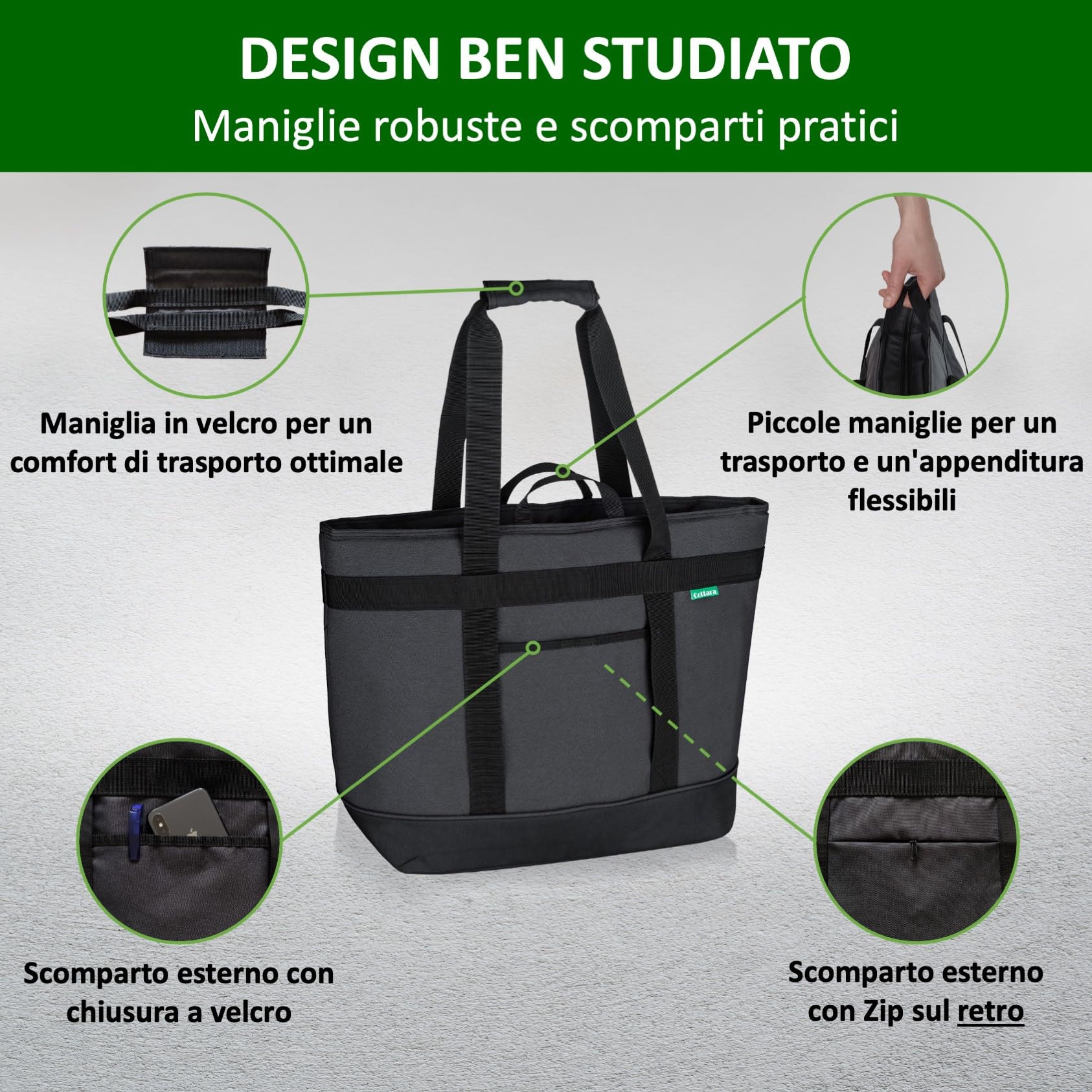 Borsa termica da campeggio a 2 scomparti, borsa termica da picnic a