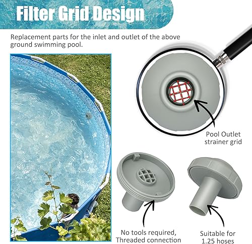 Miniatura 5 de 11070 y 12364 - Conector de colador de entrada y salida de piscina de repuesto para Intex 25022E 26005E, para piscina subterránea y piscina