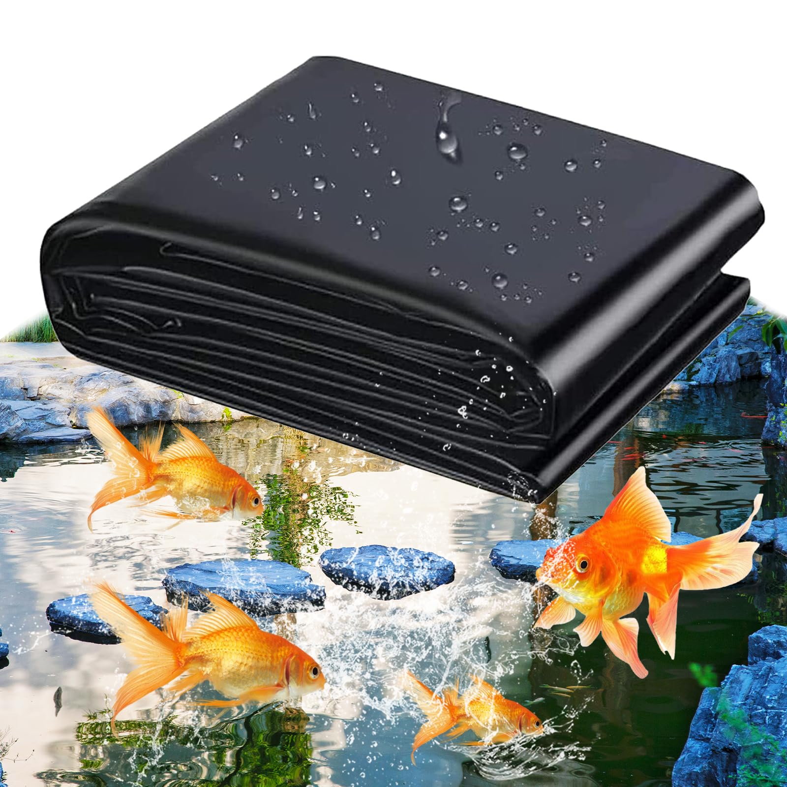 Telo Laghetto, Rivestimento per laghetto, Telo per Laghetto per Laghetti, Rivestimento per Laghetto Resistente, Fodera per Laghetto Flessibile per Piscina Giardino per Laghetti(3×4m)