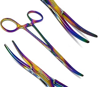 Multi Rainbow Color Stainless Steel Kelly Forceps, 5.5