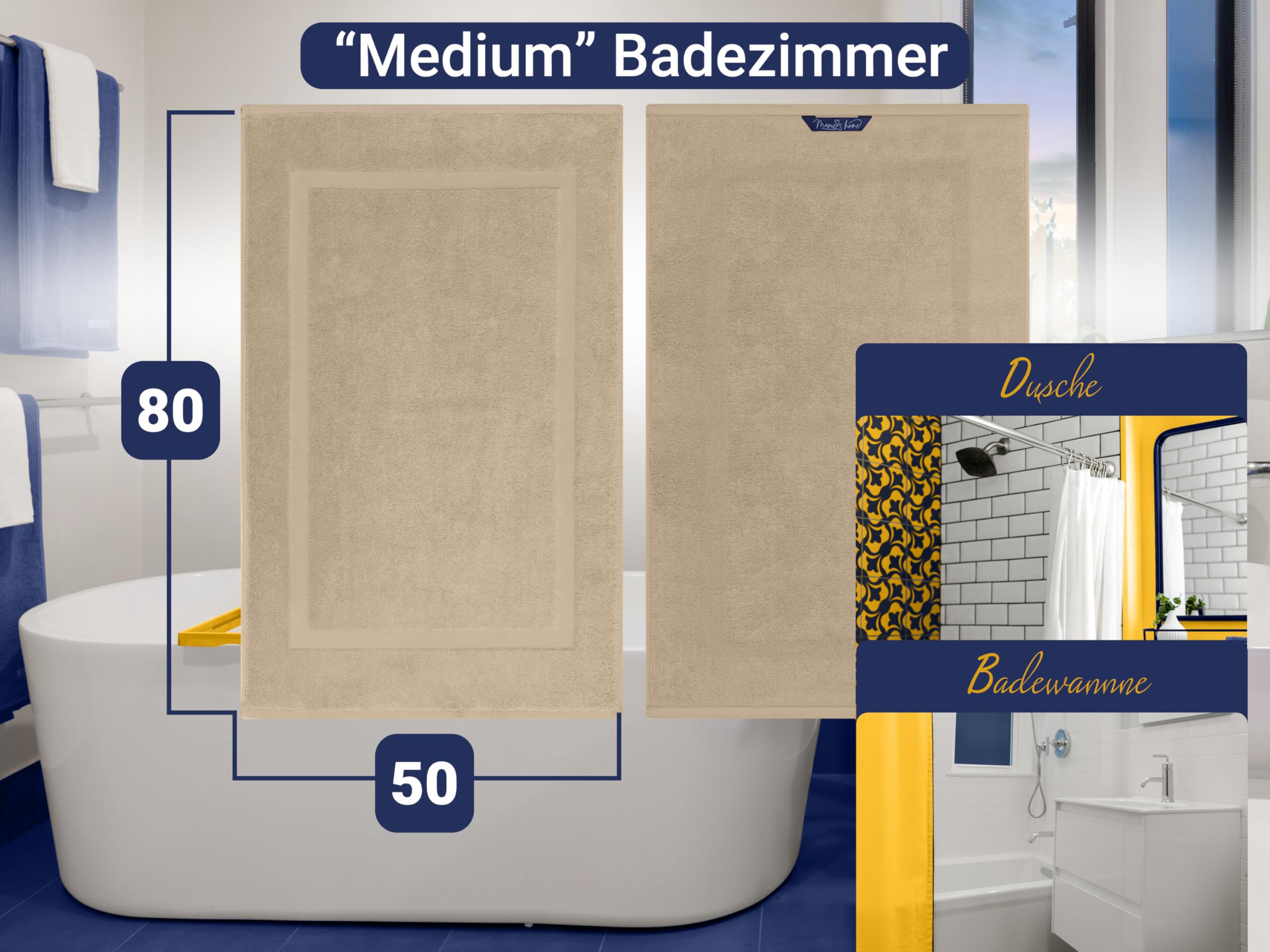 Marie's Home Tappeto da bagno classico per doccia, vasca e WC 1612.2351, 50 x 80 cm, colore: Stone