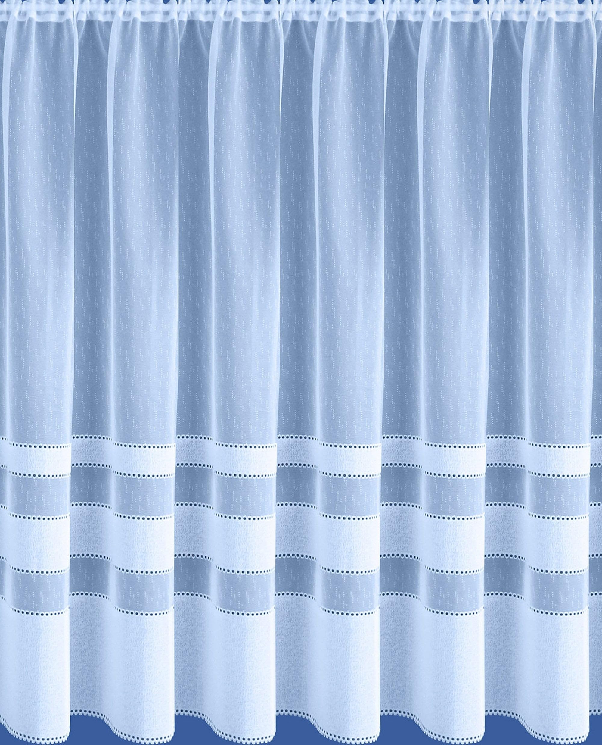 White Voile Net Curtain with Harbour Design - One Metre Width (Drop 152cm (60”)) - Sheer Semi Transparent Slot Top Privacy Drapes