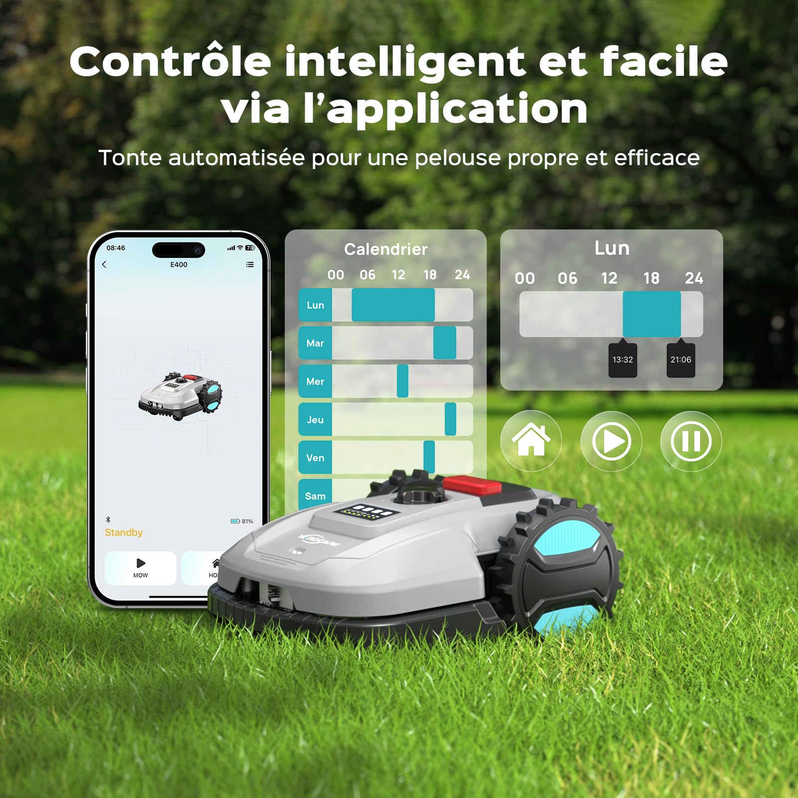 YARDCARE E400 Robot Tondeuse Contrôle Via App — vue 2