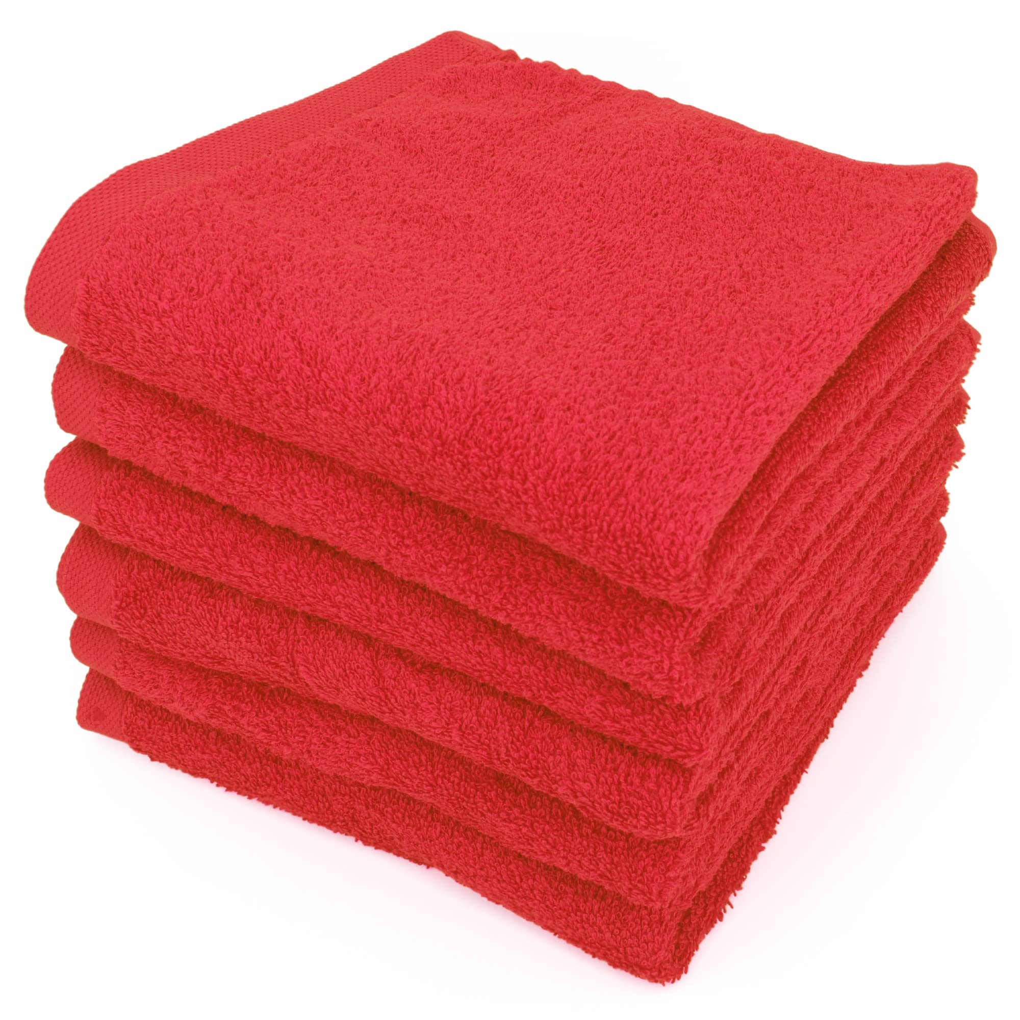 Serviette de toilette Linnea Alpha rouge pour salle de bain moderne | Lot de 6 de 50x90cm