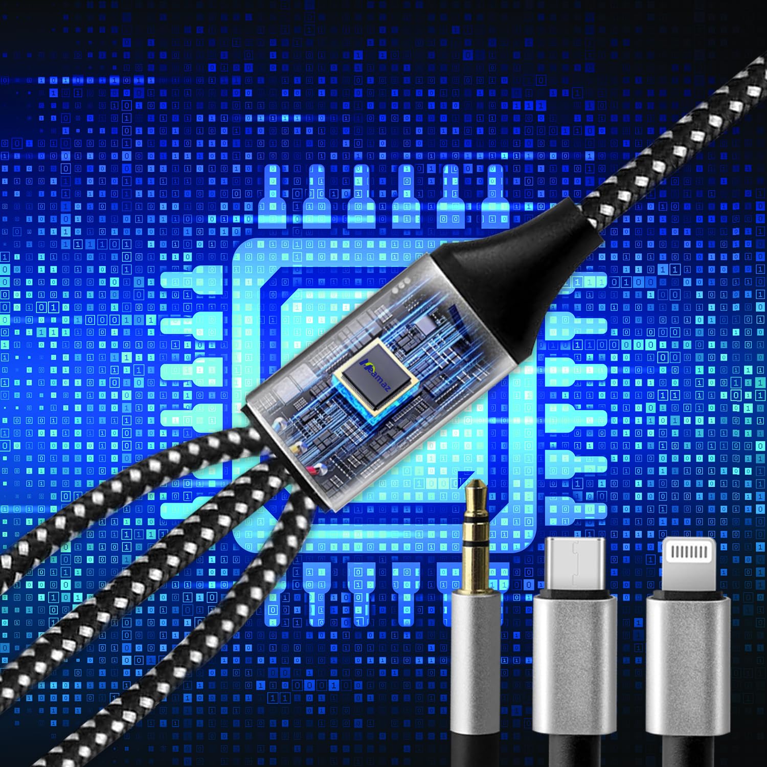 1 Pack 6.56FT XLR to Banana Speaker Cable, Lightning to RCA Audio Cable with MFi Certification, 6.56FT Length RCA to 3.5mm, 3-in-1 USB C to RCA Cables with Hi-Fi DAC Chip, Use for Home Theater