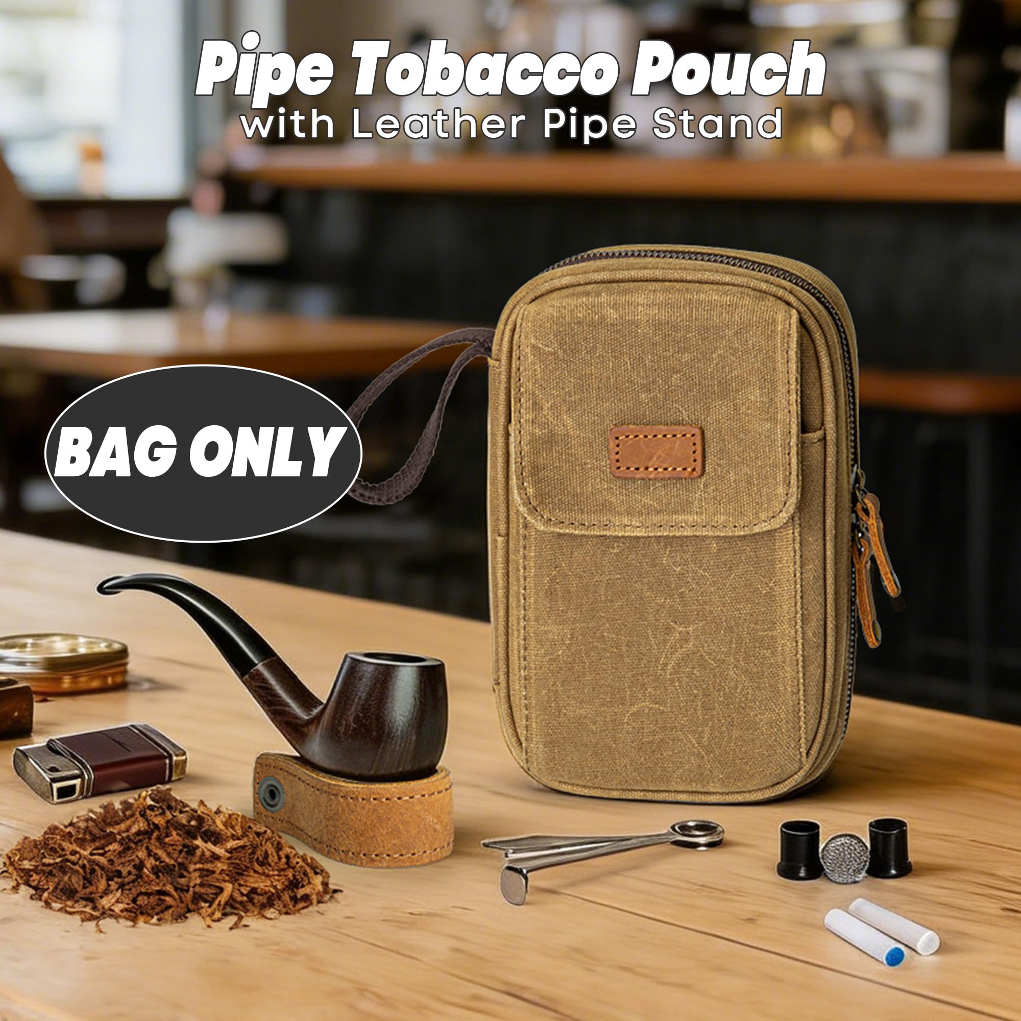Yarwo Porta per 2 Pipe Tabacco, Impermeabile agli Odori con Supporto Pelle, Custodia da Viaggio per Accessori Fumatori