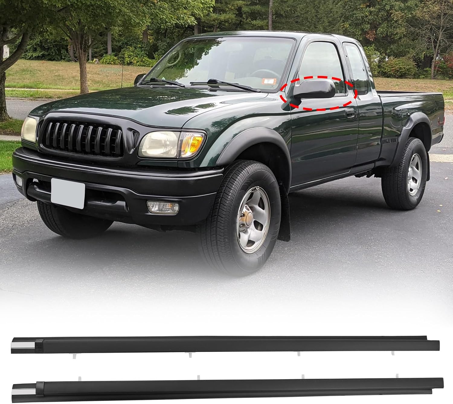 Front Door Weatherstrip Window Moulding Trim Seal Belt Kit Compatible with 1995-2004 Toyota Tacoma Weather Stripping Replace# 68160-04020 68210-04020 (2PCS)