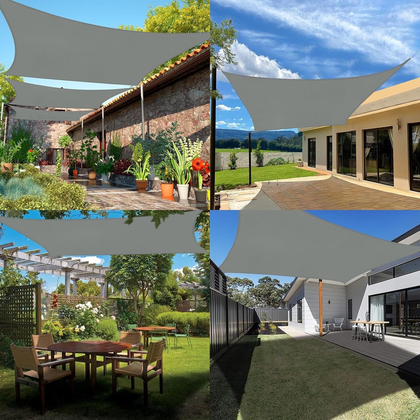 LXBche Sun Shade Sail Canopy 5x4m Shade Sail UV Block Awning Patio Waterproof Outdoor Canopy Sun Shade Sail for Garden Patio Yard Party Camping (Color : A, Size : 5 * 4m)