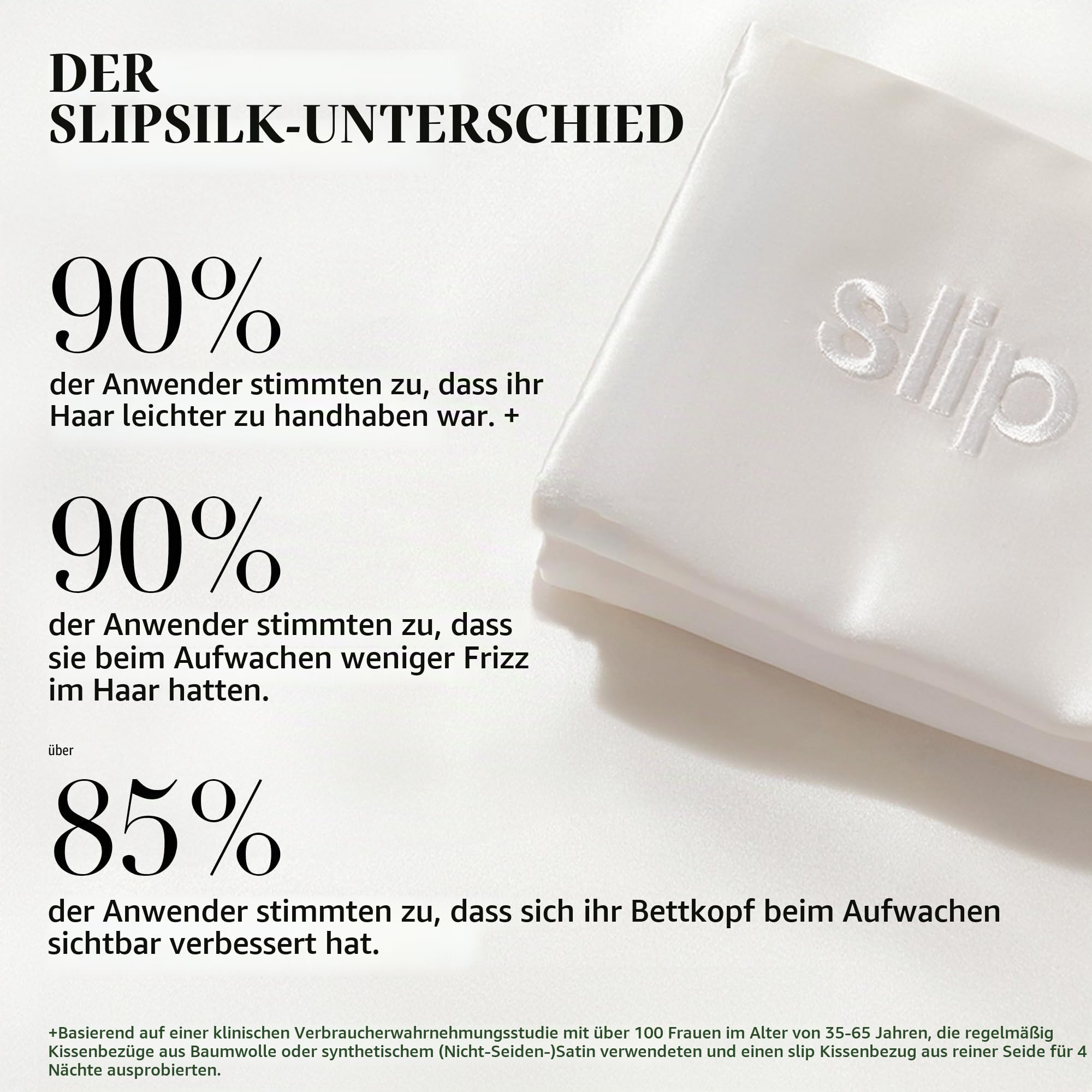 SLIP 22 Momme Seidenkissenbezug in 51 x 76cm - aus 100% Maulbeer Seide, mit Reißverschluss, atmungsaktiv, ideal für Allergiker, Weiß