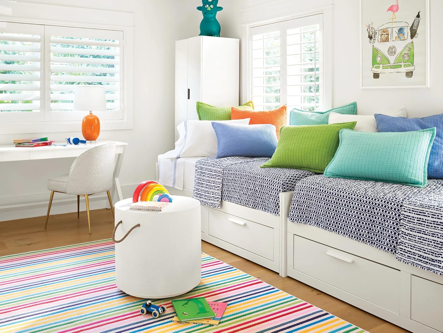 Dash & Albert Rainbow Stripe Multi Machine Washable Rug, 4 X 6 Feet, Multicolored Stripe Pattern