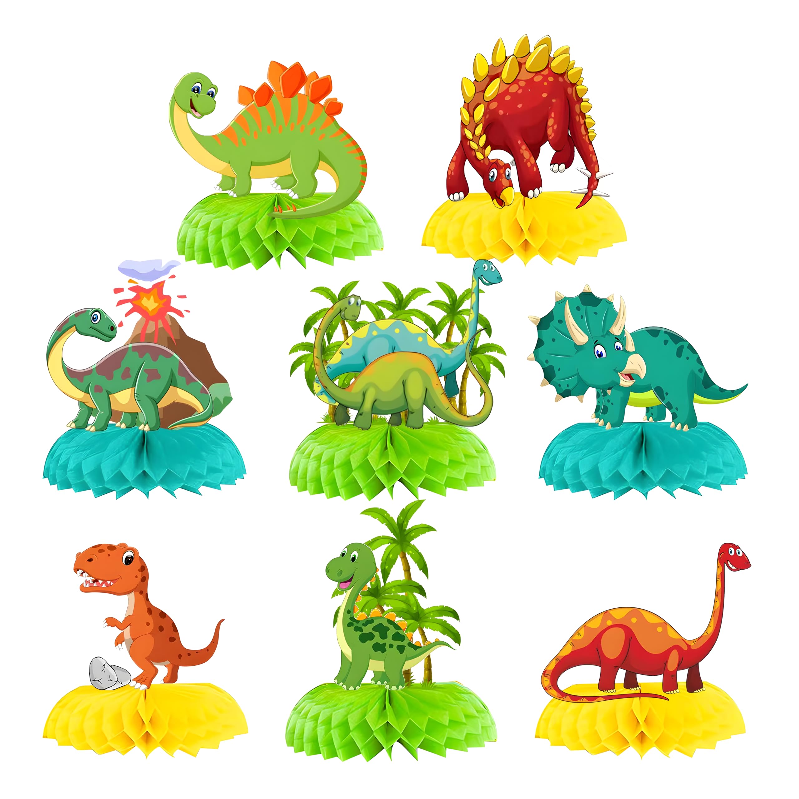 Dinosaur Birthday Party Decorations for 1 2 3 4 5 Year Old Boy, Dinosaur Theme Birthday Party Decor Supplies for Girl, Honeycomb Centerpiece Table Decorations Colorful and Easy to Assemble