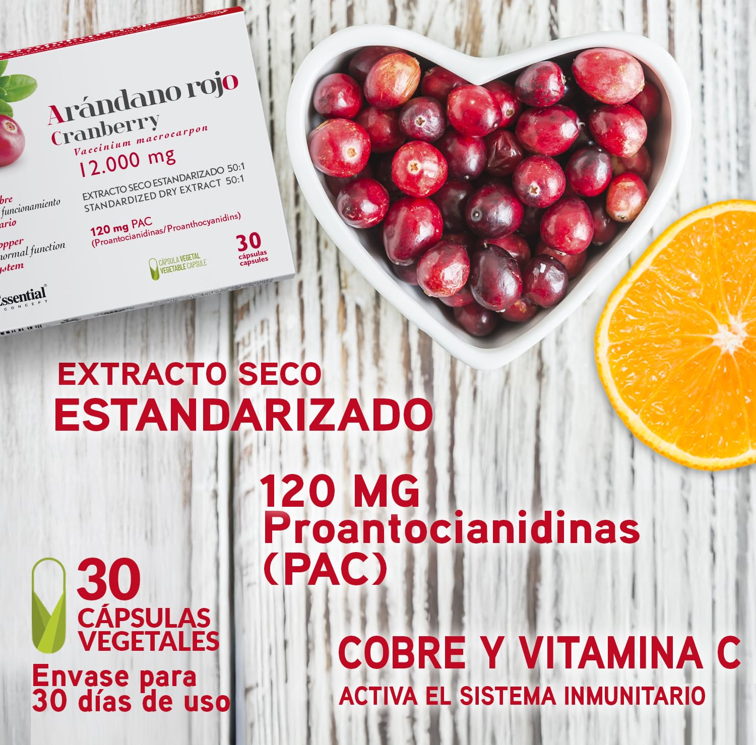 Nature Essential | Arándano Rojo 12.000 mg | 2 Unidades | 30 Cápsulas Vegetales | Ayuda a Reforzar el Sistema Inmune y la Salud del Tracto Urinario | Vitamina C y D-Manosa