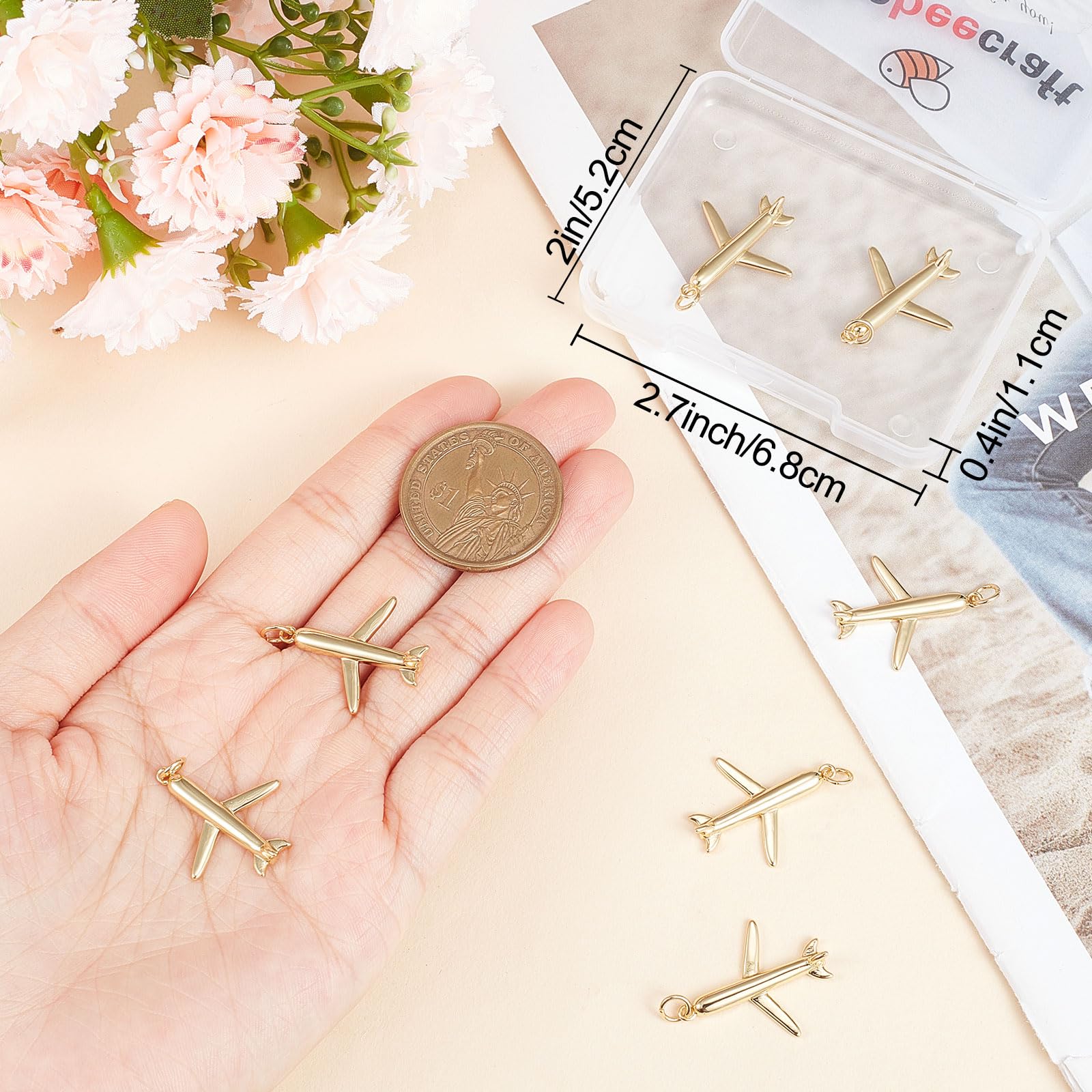 Beebeecraft 5 Ciondoli Spada In Ottone Placcato Oro 16K Con Zirconi: Per Gioielli Fai Da Te, Bracciali, Collane E Accessori - 4