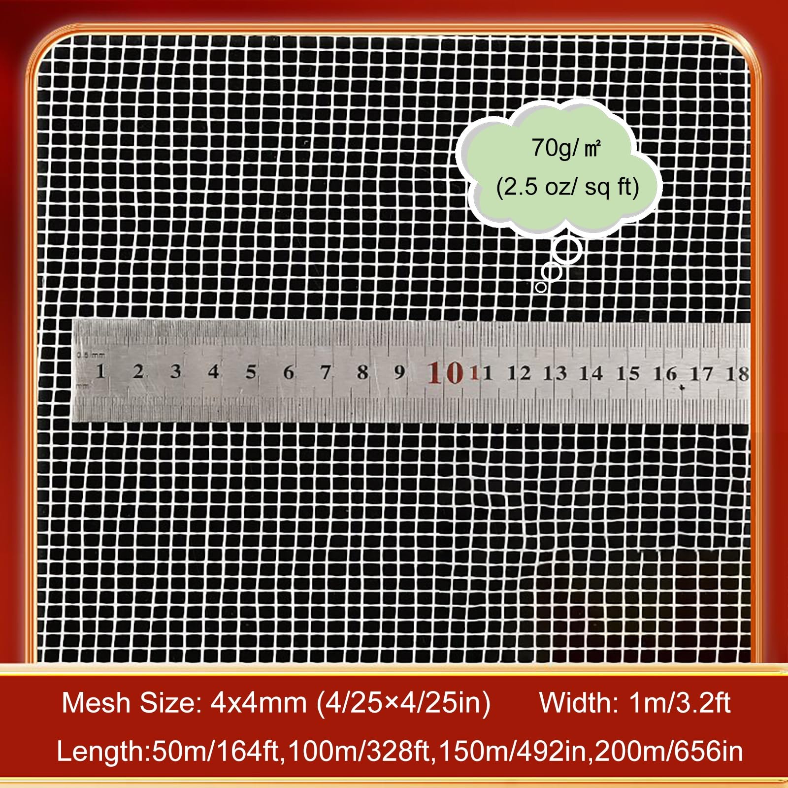 Fiberglass Mesh Roll Self Adhesive, Anti-Cracking Mesh for Wall Plastering/Wall Crack/Roof Reinforcement, Drywall Repair Meshed/White Orange Gypsum Mesh(L 150m/492ft,White 0.4cm(4/25in))