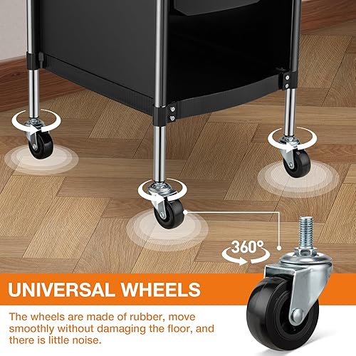 Miniatura 6 de Noverlife Carrito de herramientas de almacenamiento de peluquería, carrito de salón de 6 capas con ruedas, carrito de estación de peluquería que