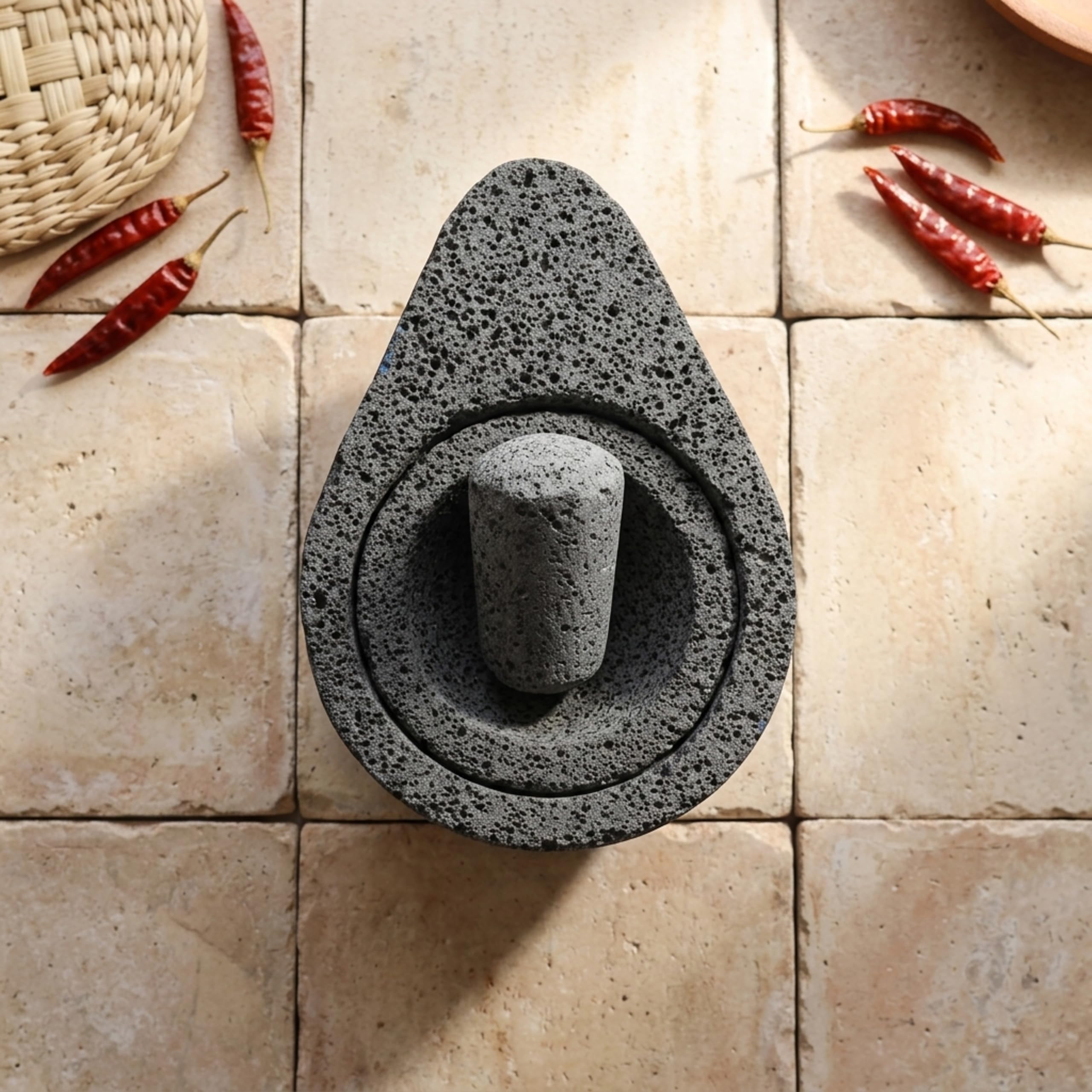 Amazon.co.jp: Cuitaxi Avocado Molcajete Mexicano 乳棒とピット