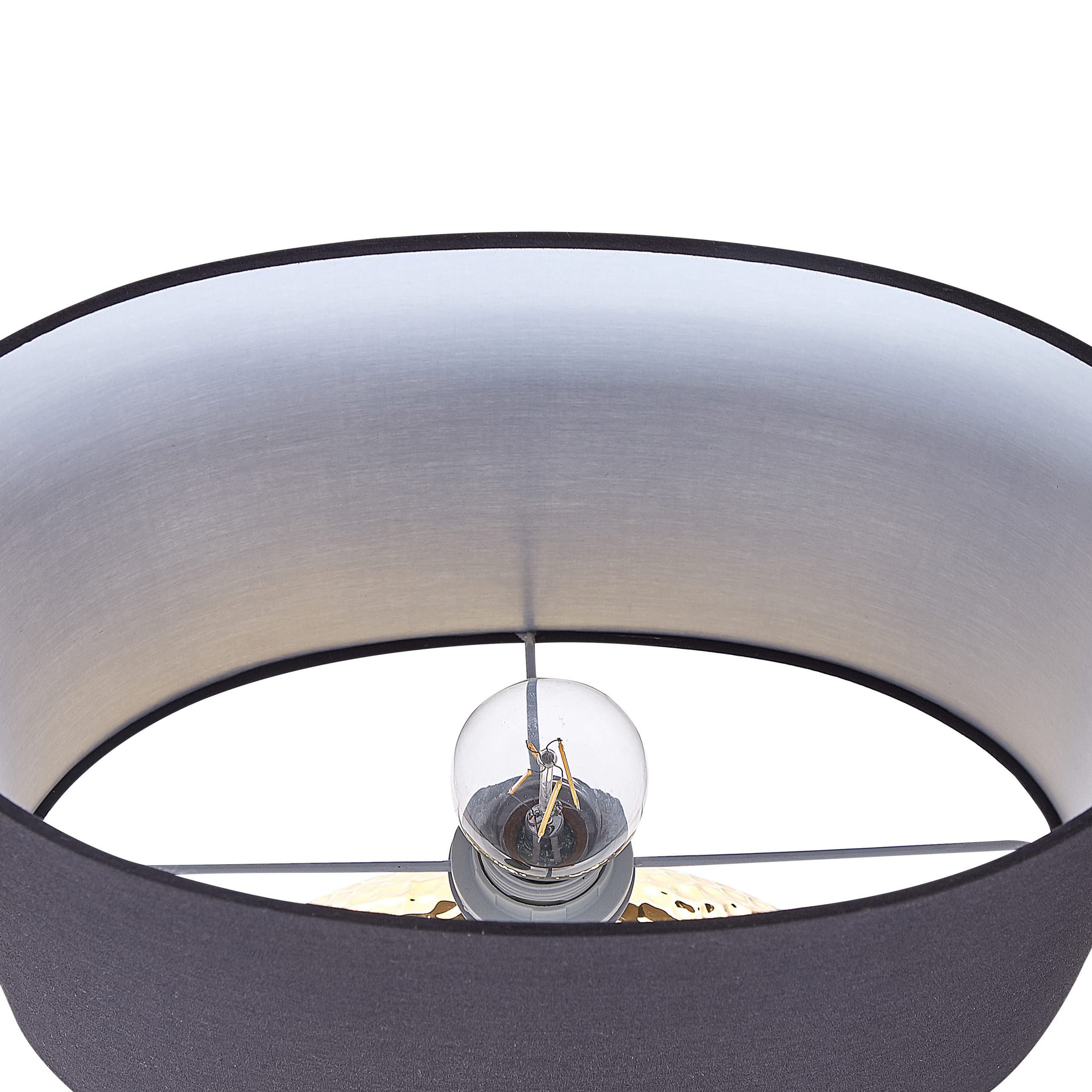 Beliani Glamouröse Tischlampe Keramik gold mit Stoffschirm Trommelform schwarz Nasva