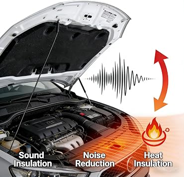 Engine Hood Soundproof Heat Insulation Cotton Mat for Honda CRV 2002-2005 | with Clips PET material Hood Sound insulation Heat insulation Pad replacement
