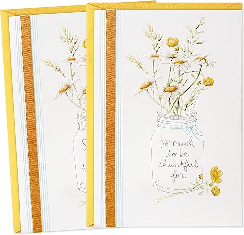 Hallmark Marjolein Bastin Tarjetas de agradecimiento, paquete de 2 (jarrón de flores) para el día de la enfermera, día profesional de