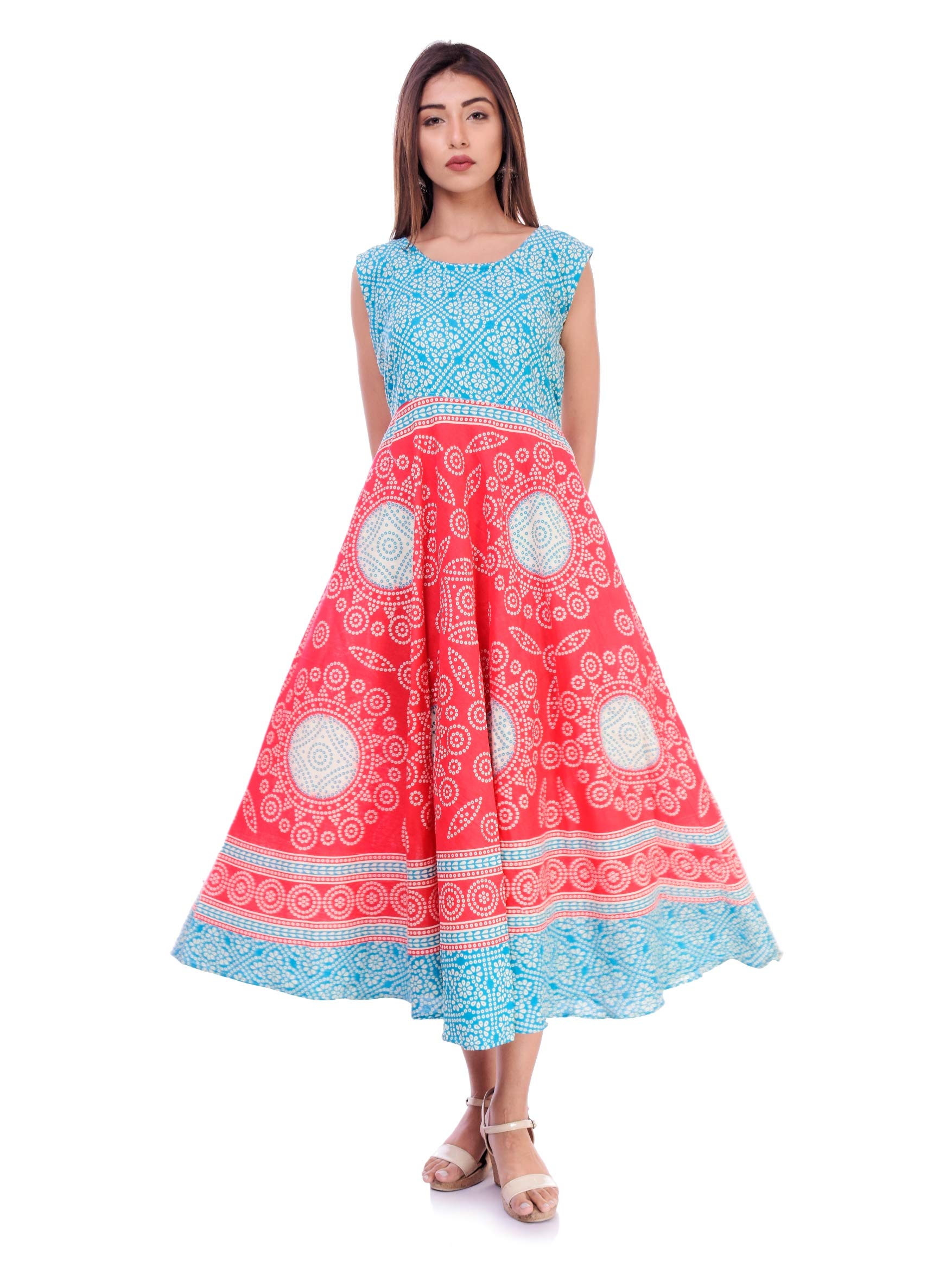 bedzone Women’s Cotton Maxi Long Dress Jaipuri Printed Kurti (Red, Free Size Upto 42-XL)-picture-32