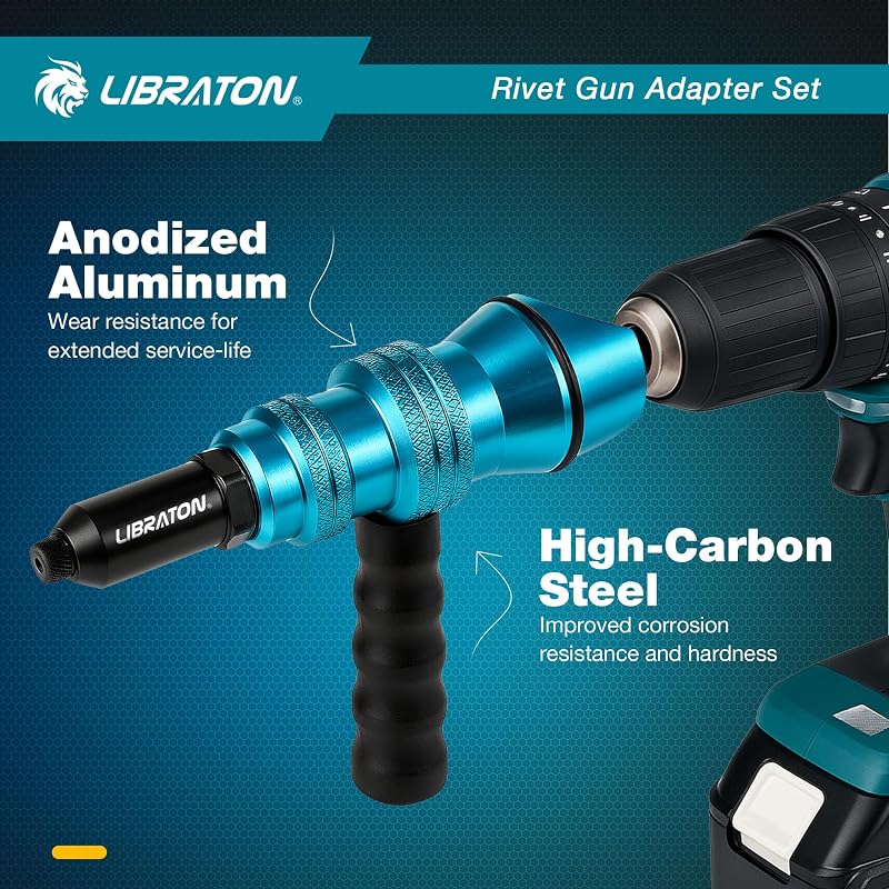 Libraton Vak Szegecs Adapter Fúrógéphez és Csavarbehajtóhoz 2.4-4.8mm