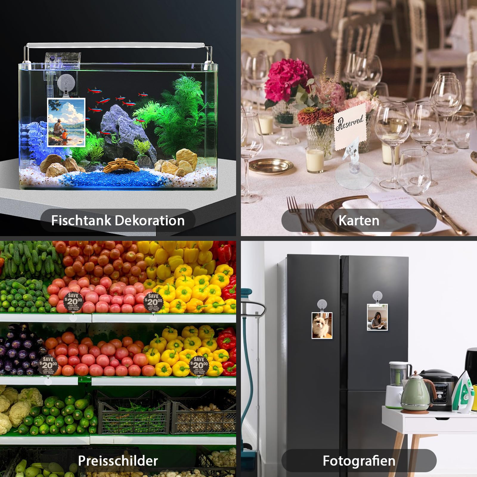 Ventose Per Acquario 5 Clip A Ventosa Trasparenti - Ganci Riutilizzabili Per Vetri, Piastrelle E Più Ventosa Per Vetro