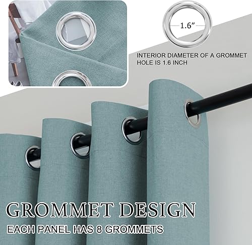 Miniatura 4 de H.VERSAILTEX Cortinas de oscurecimiento de habitación de 108 pulgadas de largo para sala de estar, cortina de lino sintético con ojales, cortinas