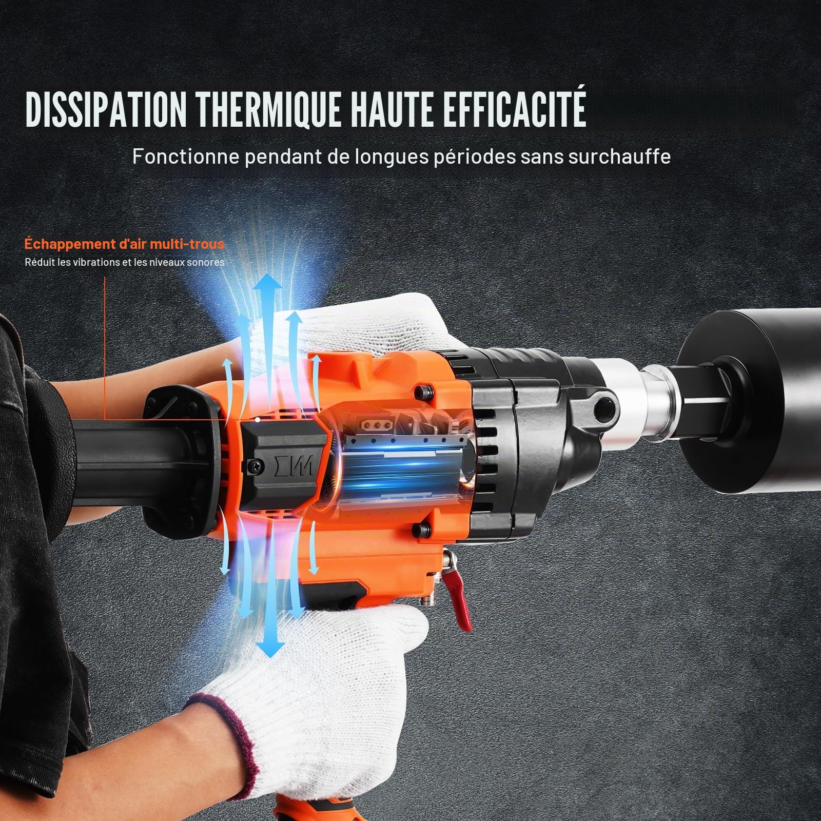 VEVOR Carotteuse à Diamant Diamètre de Perçage 20-160 mm, Perceuse au Diamant Portative 2000 W, Appareil de Forage Diamant Perçage Humide et Sèche, avec Mallette de Transport, pour Béton Construction