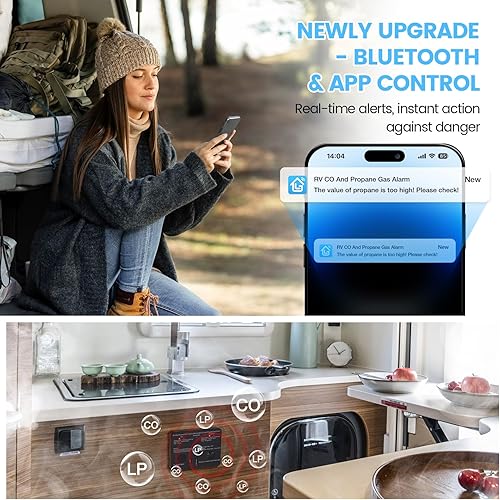 Miniatura 10 de briidea - Alarma de monóxido de carbono y gas propano para RV, detector dual LPCO con luz indicadora LED separada, alarma fuerte de 100 dB, 12 VCC,