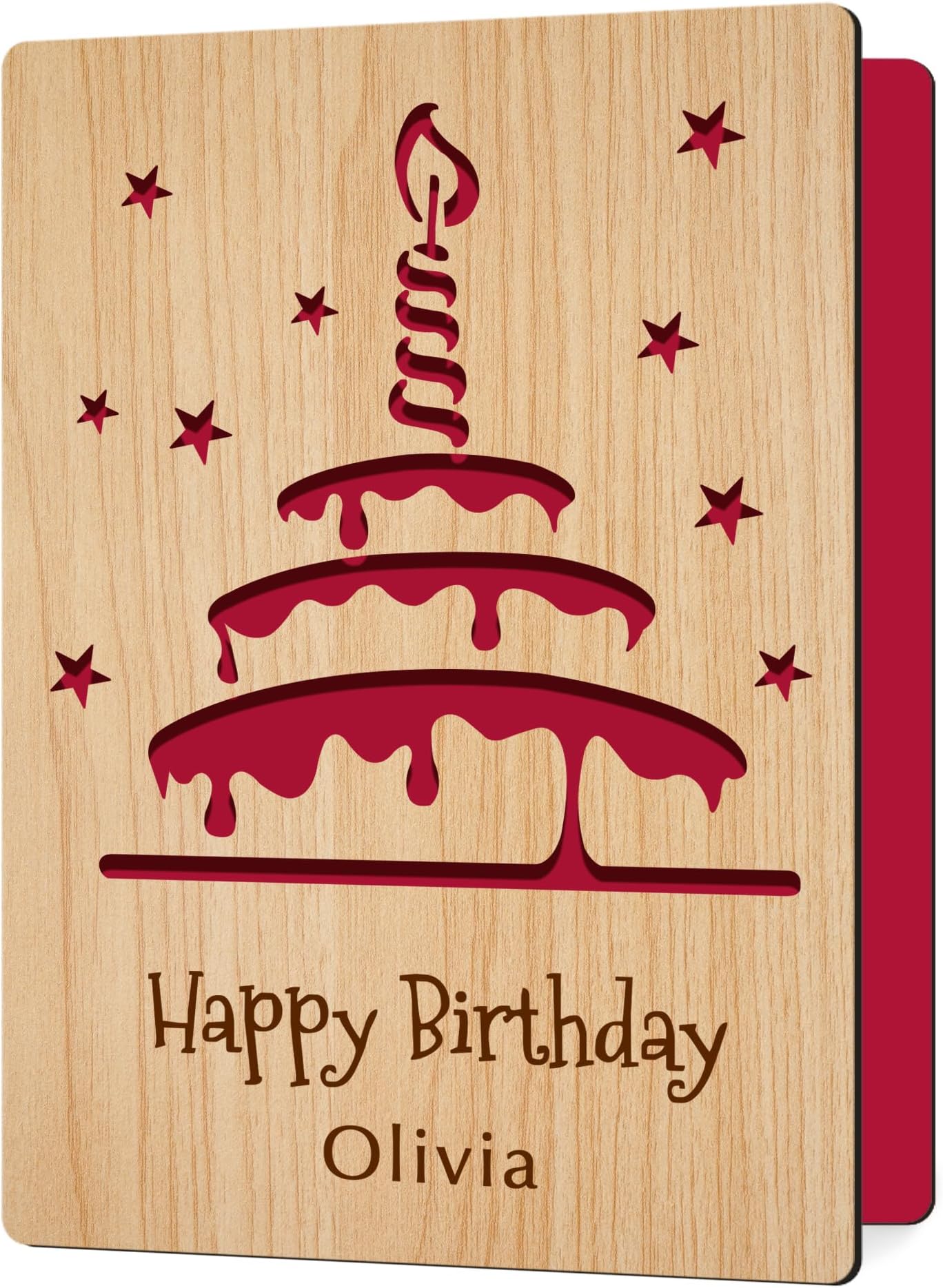 EDSG Personalized Wooden Birthday Cards for Women Men Happy Birthday Card for Him Her Women Girl Boy Men Custom Card Gifts for Kids and Adults 6th 12th 18th 21st 30th 50th 70th(Design 1)