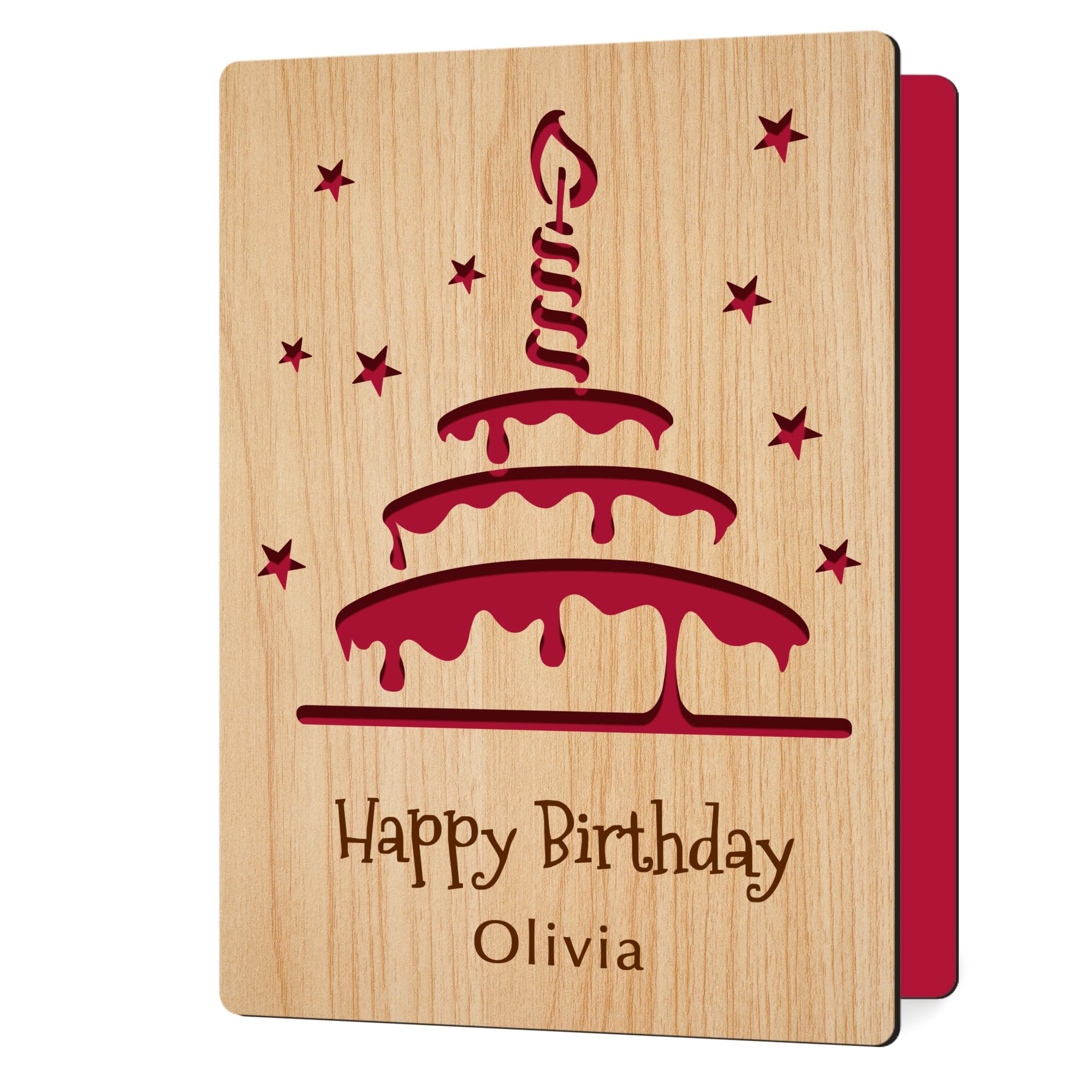 EDSG Personalized Wooden Birthday Cards for Women Men Happy Birthday Card for Him Her Women Girl Boy Men Custom Card Gifts for Kids and Adults 6th 12th 18th 21st 30th 50th 70th(Design 1)