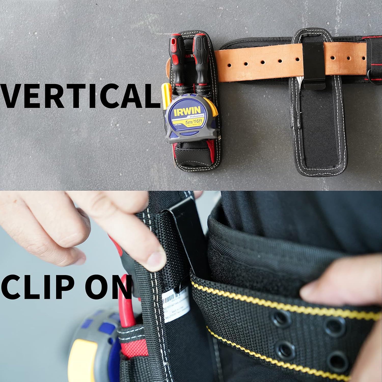 MELOTOUGH Small Tool Pouch Electrican Clip on Tool Pouch,Tool Belt Pouch with Belt Holster Mini Electrican Tool Holder with Sanp Clip - Image 3
