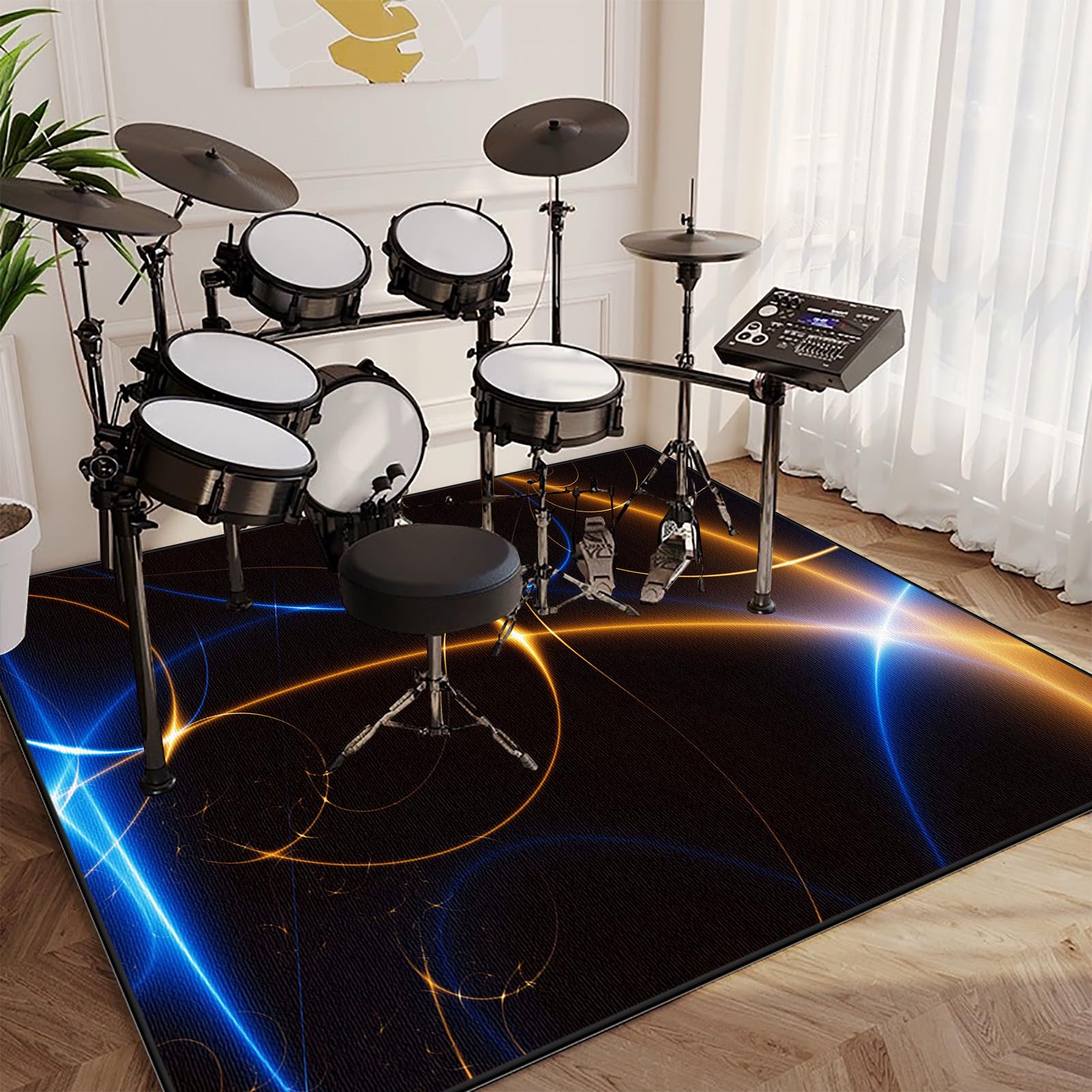 Tappeto per Batteria Acustica, Tappeti per Tamburi, 230 x 200 cm Tappeto Insonorizzato per Batterie, Tappetino a Tamburo per Elettroniche Rullante Snare Drum Grancassa Strumenti Musicali
