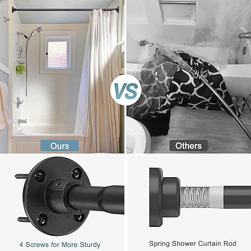 Miniatura 3 de Barra de cortina de ducha negra  Barras de cortina de ducha ajustables de 29 a 64 pulgadas  Barras de ducha resistentes para baño, armario,