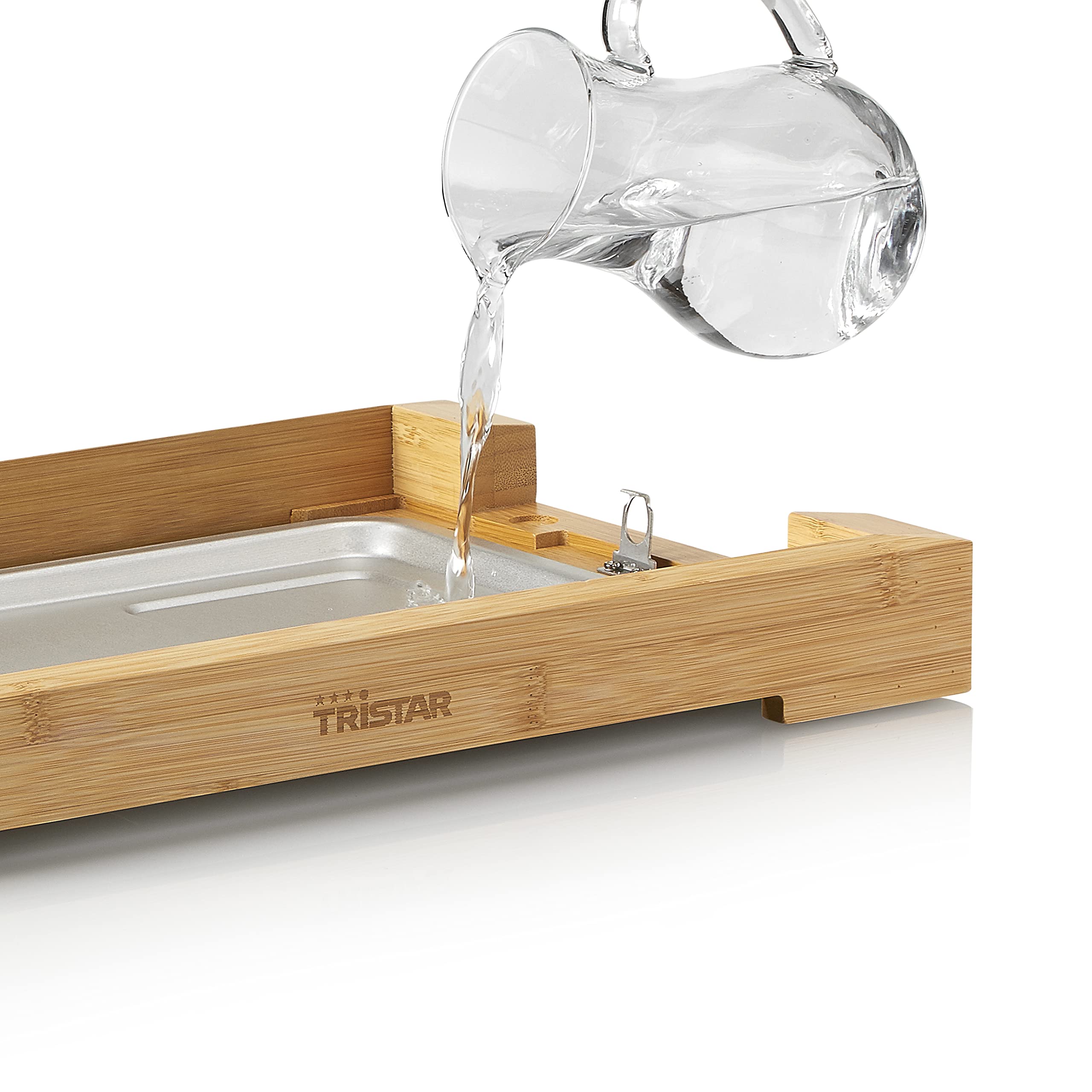 Tristar Griglia e Barbecue elettrico BP-2785, Superficie di 37 x 25 cm, Adatta alla tavola, Bambù