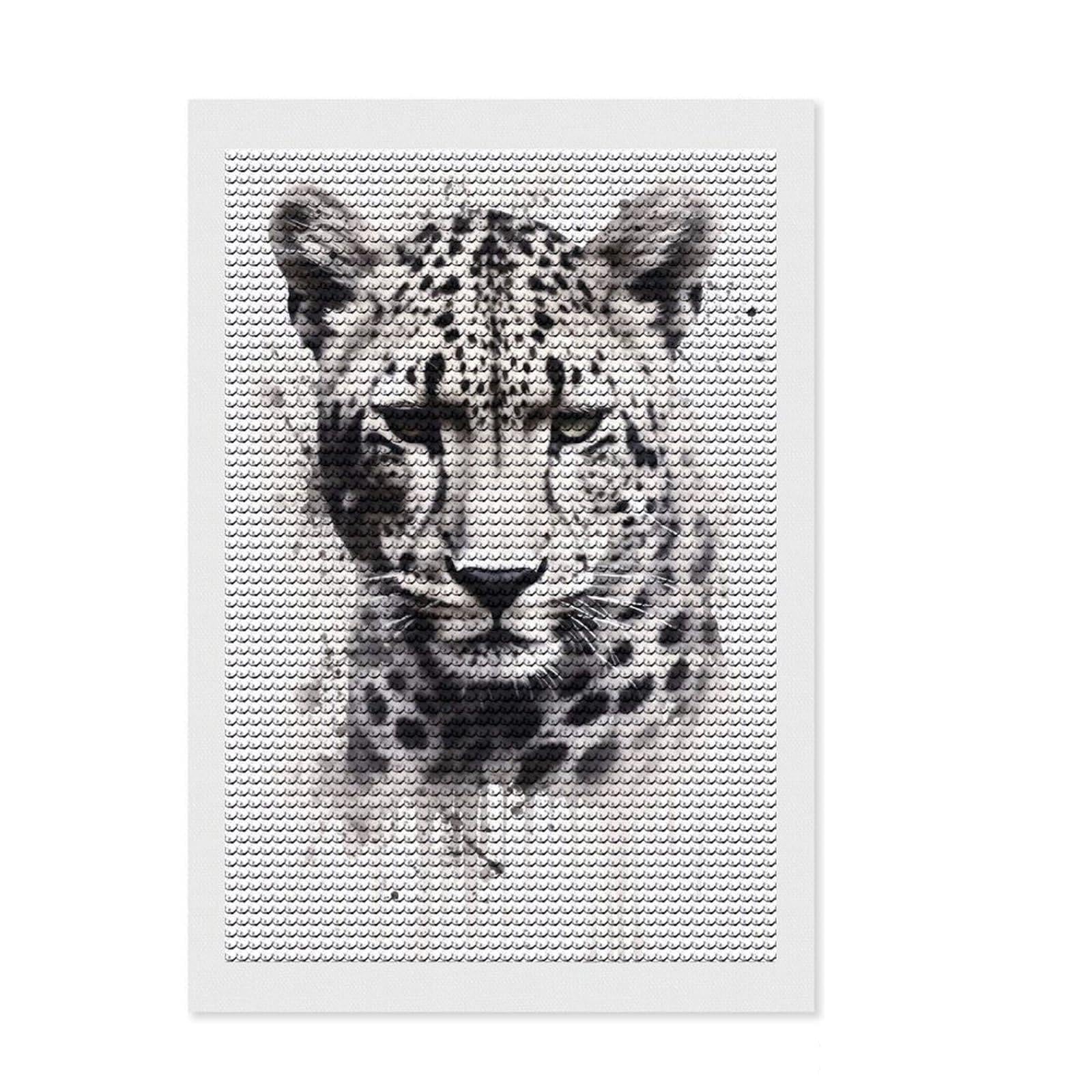Junmoney Cheetah Beauty Watercolor Full Drill Diamond Painting Kit 8"x12", Easy to Enjoy, Mindful Craft Project, Relaxing DIY, Canvas Picture