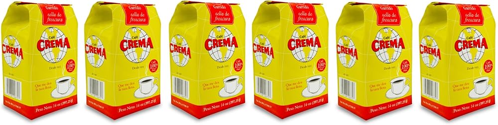 Cafe Crema Ground Puerto Rican Coffee, 14 Ounce Bag (6 Bags)