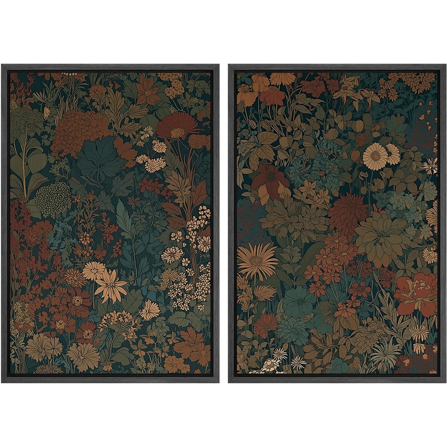 SIGNFORD Framed Canvas Print Wall Art Set Soft Hydrangea Pair Light Blue Florals with Green Leaves Illustration Modern Art Decorative Nordic Nature for Living Room, Bedroom, Office - 24"x36"x2 White — view 68