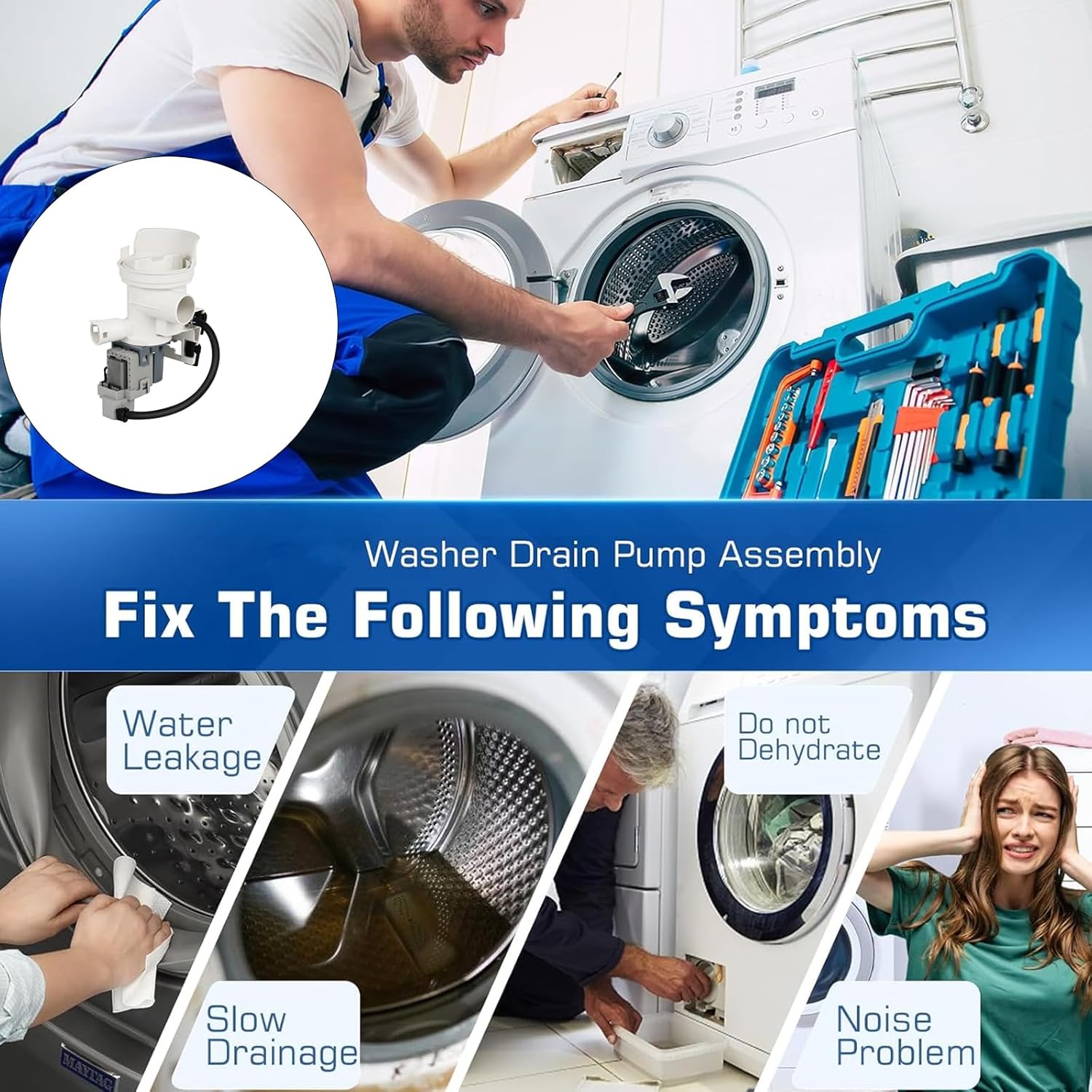 排水ソリューション交換部品 家電製品コンポーネント 洗濯機排水ポンプ 洗濯機用効率的なウォーターポンプ 洗濯機モーター