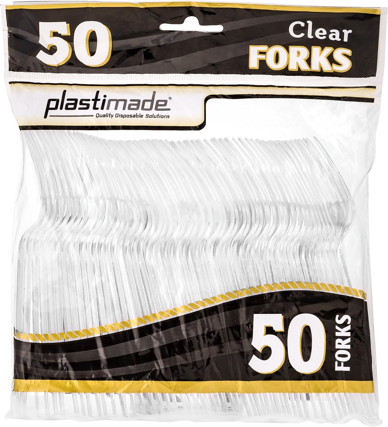 [50 Clear Forks] Plastimade Disposable Heavy Duty Plastic Cutlery,Great for Every Day Use, Home, Office, Party, Picnics, or Outdoor Events,