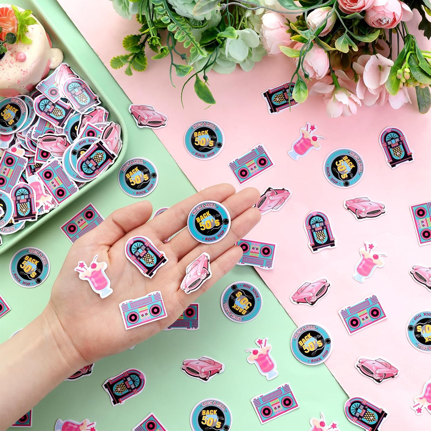50's Party Decorations - 200PCS 1950's Rock and Roll Party Confetti, Retro 50's Music Party Decorations, Sock Hop Party Decorations, Back 50's Party Table Decorations