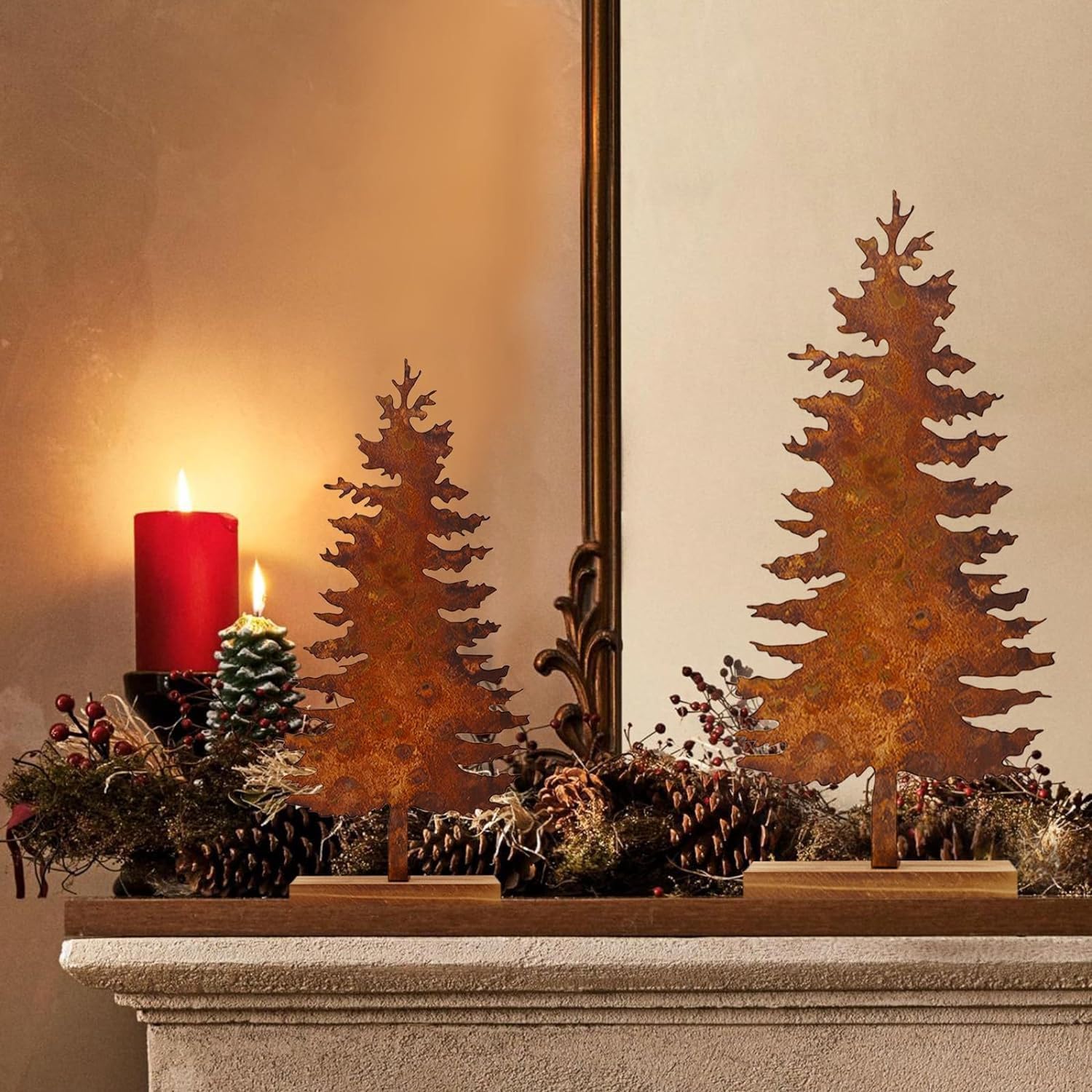 3er Set Rost Baum weihnachtsbaum deko Tannenbaum weihnachtsbaum metall Roststecker Weihnachtsdeko Garten Blumenstecker dekoration des weihnachtsbaums Outdoor Bäume Winter deko Weihnachtsbaum für Drauß