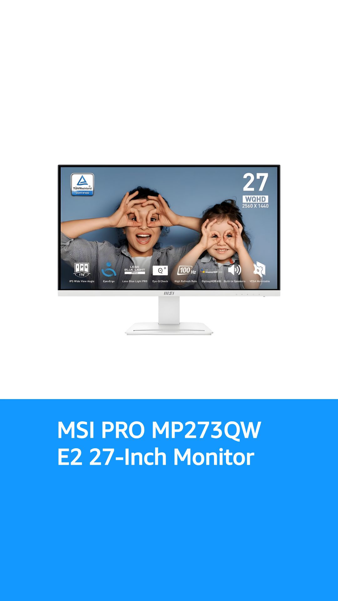 MSI モニター 27インチ WQHD PRO MP273QW E2 ホワイト MSI PRO MP273QW E2 AMZ 27-inch IPS 2560 x 1440 (QHD) Computer