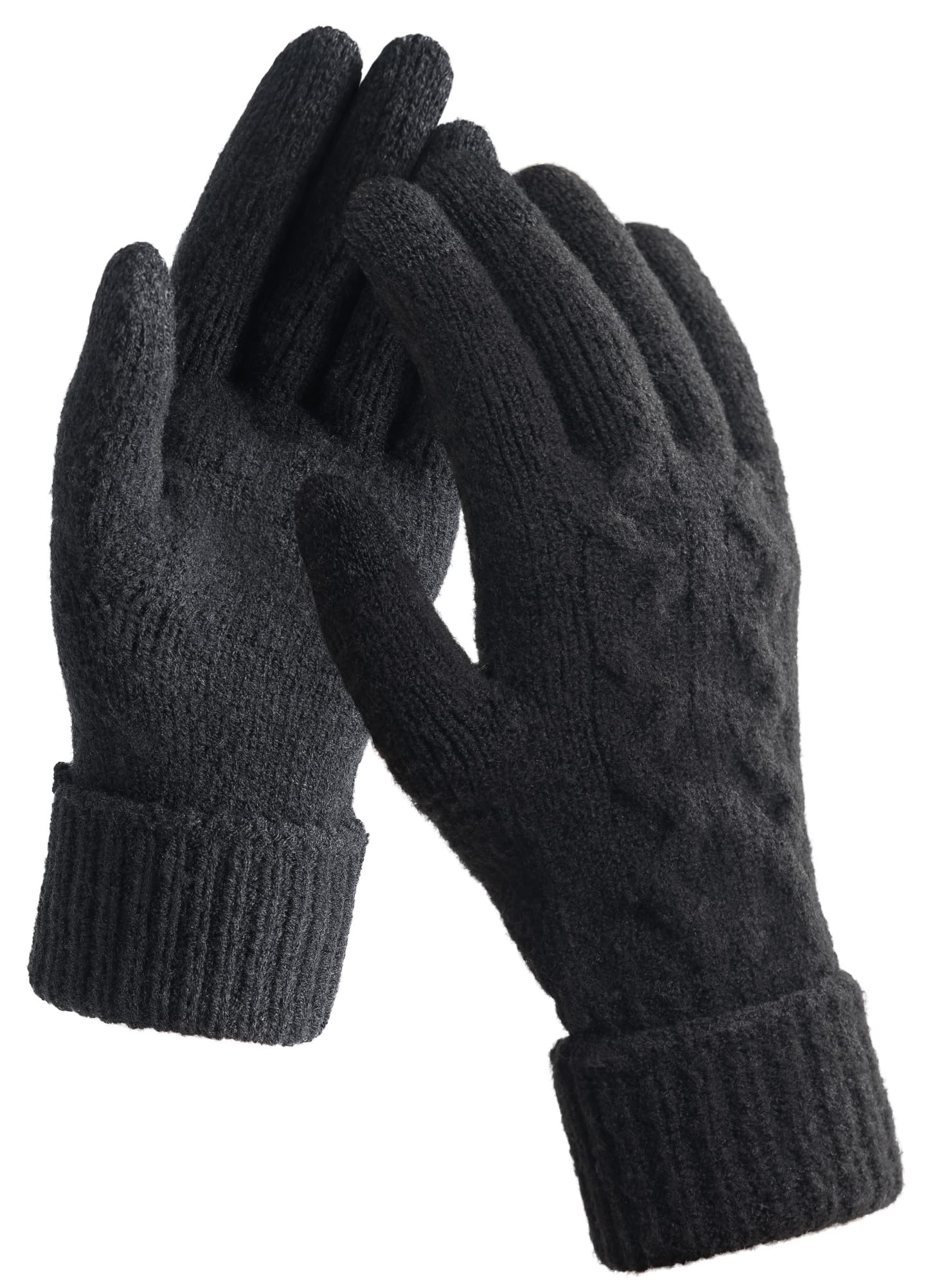 lifwimner Winterhandschoenen voor dames, touchscreen, warme fleece, gebreide handschoenen, thermische winterhandschoenen voor outdoor, sport, hardlopen, fietsen, vrije tijd, Donkerblauw, M